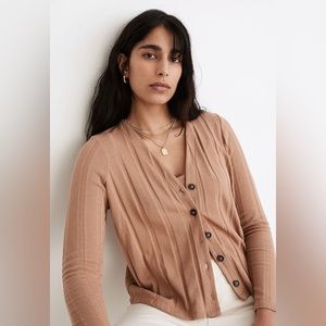 Madewell Ribbed Sweater Knit Cardigan Tan Size XXL.